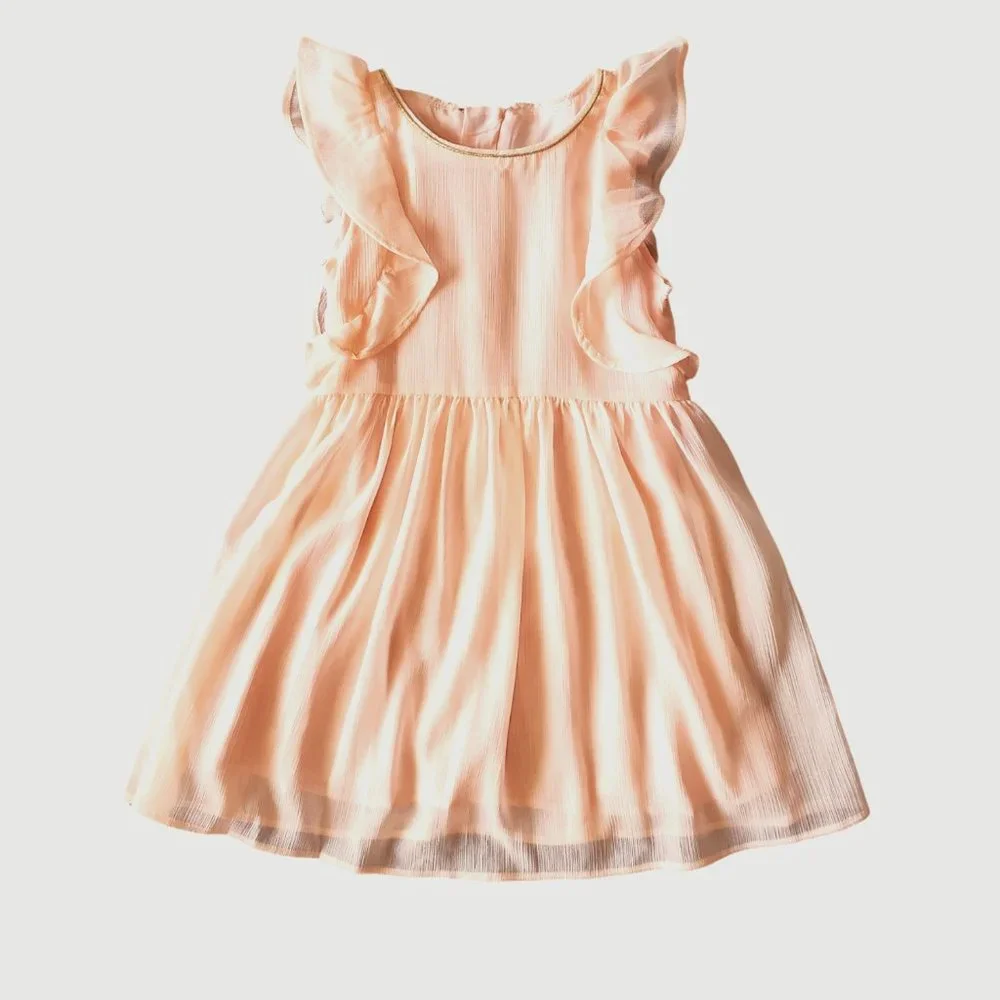OshKosh Girls Ruffle Chiffron Trimmed Peach Dress